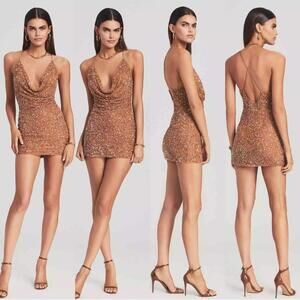Retrofête Mich Mini Dress in Bronze